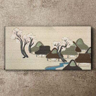 Tablou canvas Copaci din satul din Asia