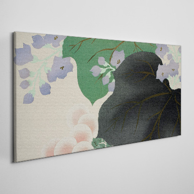Tablou canvas Frunza verde cu flori