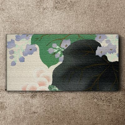 Tablou canvas Frunza verde cu flori