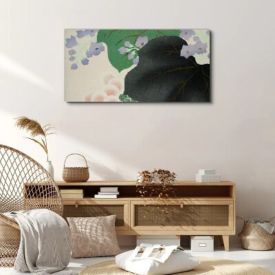 Tablou canvas Frunza verde cu flori
