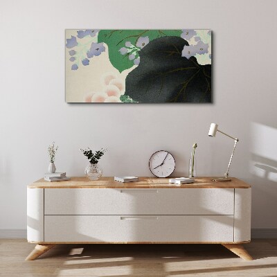 Tablou canvas Frunza verde cu flori