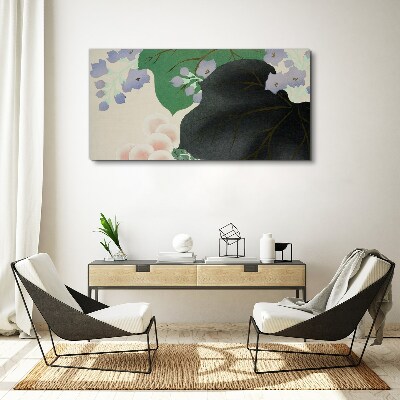Tablou canvas Frunza verde cu flori