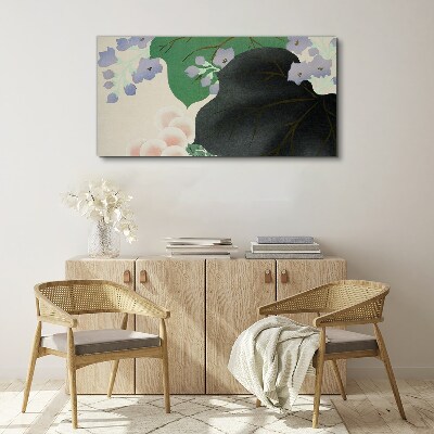 Tablou canvas Frunza verde cu flori
