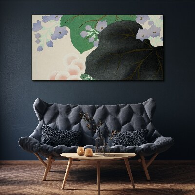 Tablou canvas Frunza verde cu flori