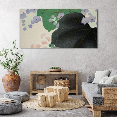 Tablou canvas Frunza verde cu flori