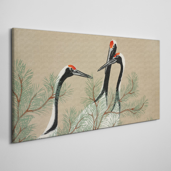 Tablou canvas Trei macarale printre crengile de pin