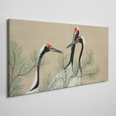 Tablou canvas Trei macarale printre crengile de pin