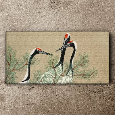 Tablou canvas Trei macarale printre crengile de pin
