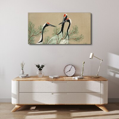 Tablou canvas Trei macarale printre crengile de pin