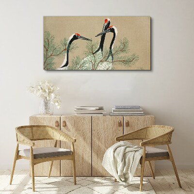 Tablou canvas Trei macarale printre crengile de pin