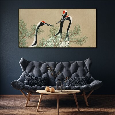 Tablou canvas Trei macarale printre crengile de pin