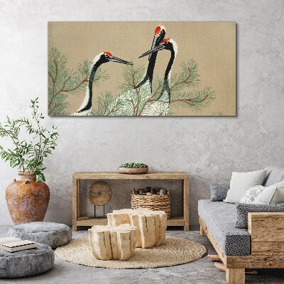 Tablou canvas Trei macarale printre crengile de pin
