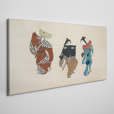 Tablou canvas Dansatori japonezi în costume tradiționale