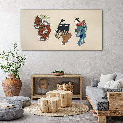 Tablou canvas Dansatori japonezi în costume tradiționale
