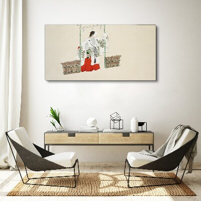 Tablou canvas Scenă tradițională japoneză cu o femeie