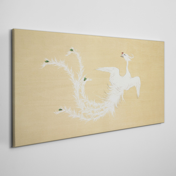 Tablou canvas Phoenix alb pe fond auriu