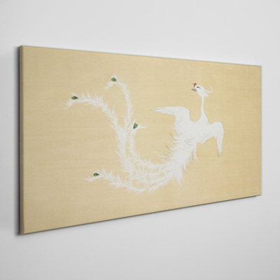 Tablou canvas Phoenix alb pe fond auriu