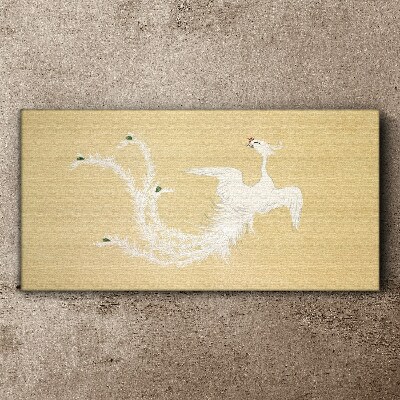 Tablou canvas Phoenix alb pe fond auriu