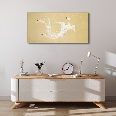 Tablou canvas Phoenix alb pe fond auriu