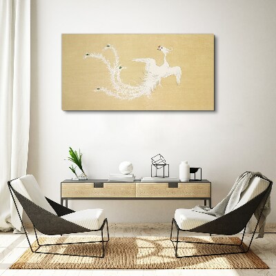 Tablou canvas Phoenix alb pe fond auriu