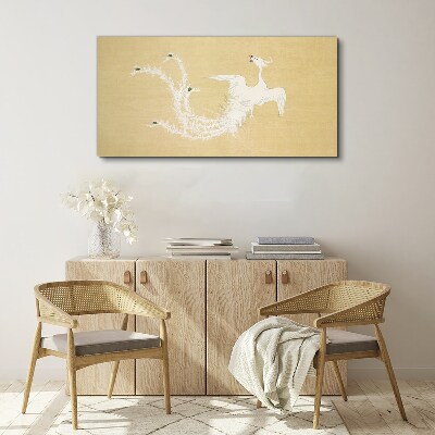 Tablou canvas Phoenix alb pe fond auriu