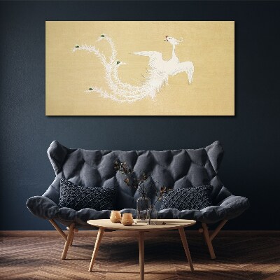 Tablou canvas Phoenix alb pe fond auriu