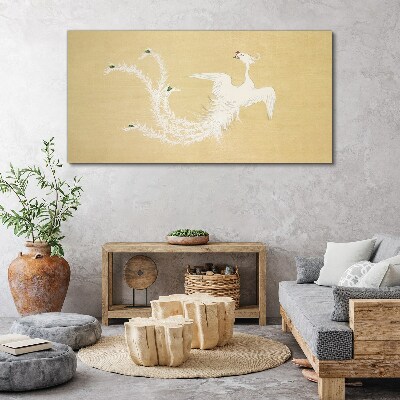 Tablou canvas Phoenix alb pe fond auriu