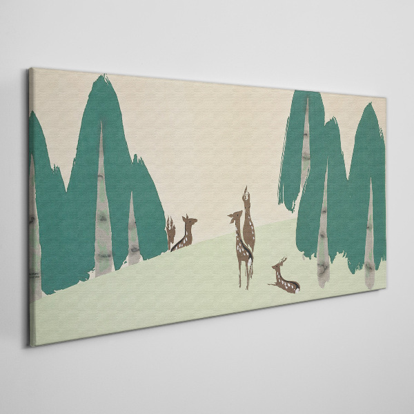 Tablou canvas Căprioare de pădure pe fundalul copacilor