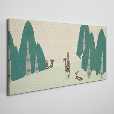 Tablou canvas Căprioare de pădure pe fundalul copacilor