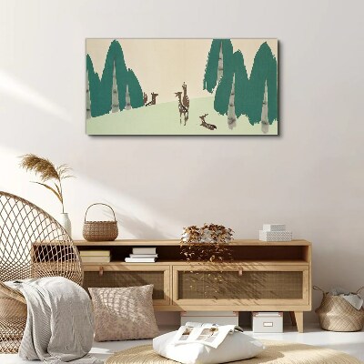 Tablou canvas Căprioare de pădure pe fundalul copacilor