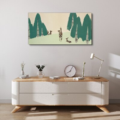 Tablou canvas Căprioare de pădure pe fundalul copacilor