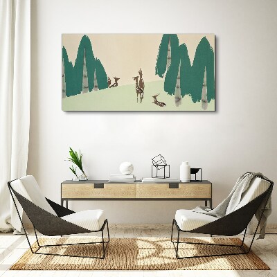 Tablou canvas Căprioare de pădure pe fundalul copacilor