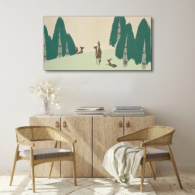 Tablou canvas Căprioare de pădure pe fundalul copacilor