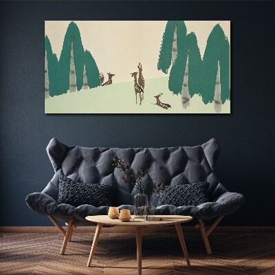 Tablou canvas Căprioare de pădure pe fundalul copacilor