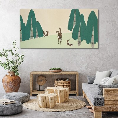 Tablou canvas Căprioare de pădure pe fundalul copacilor