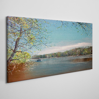 Tablou canvas Un peisaj liniștit lângă râu