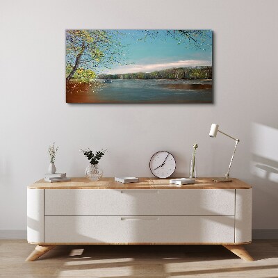 Tablou canvas Un peisaj liniștit lângă râu