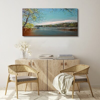 Tablou canvas Un peisaj liniștit lângă râu