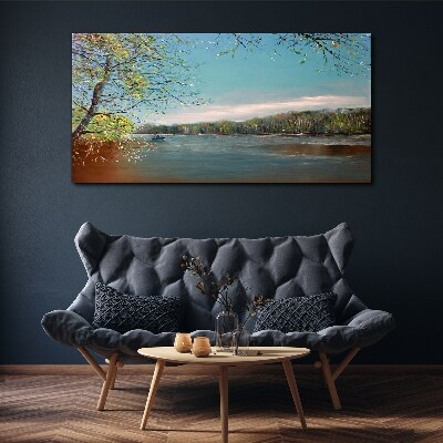 Tablou canvas Un peisaj liniștit lângă râu
