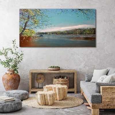 Tablou canvas Un peisaj liniștit lângă râu
