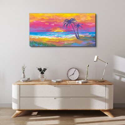 Tablou canvas Apus tropical peste mare