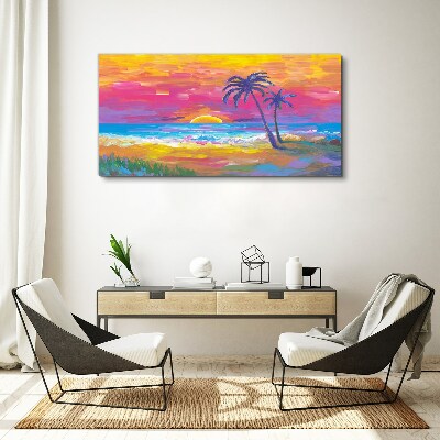 Tablou canvas Apus tropical peste mare