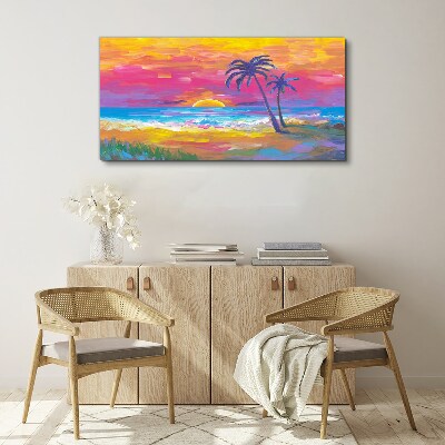 Tablou canvas Apus tropical peste mare