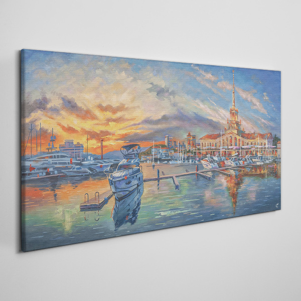 Tablou canvas Apus peste port