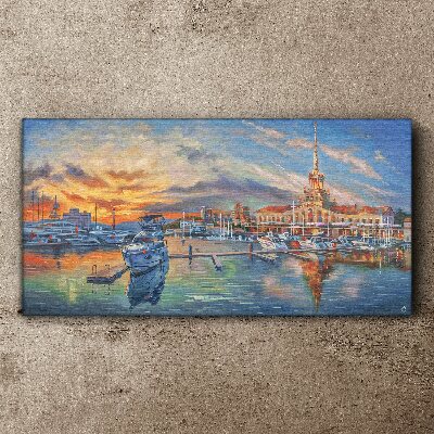 Tablou canvas Apus peste port
