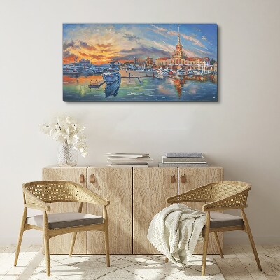 Tablou canvas Apus peste port