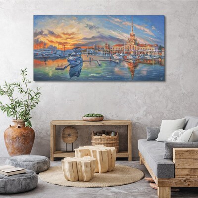 Tablou canvas Apus peste port