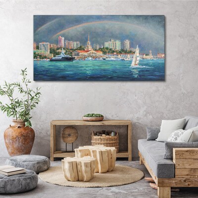 Tablou canvas Panoramă marină cu un curcubeu
