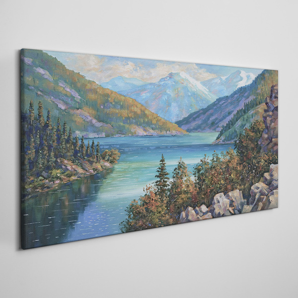 Tablou canvas Peisaj montan pe malul lacului