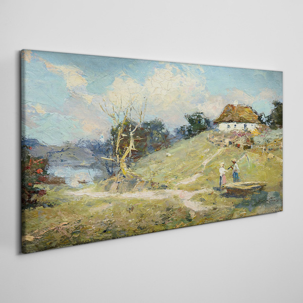 Tablou canvas Peisaj rural cu pescari